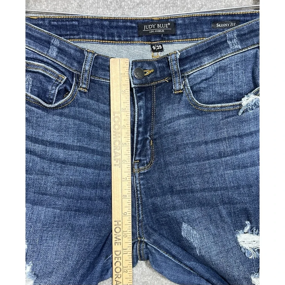 Judy Blue Skinny Fit Jeans Juniors Size 9/29 Blue Distressed Stretch Mid Rise